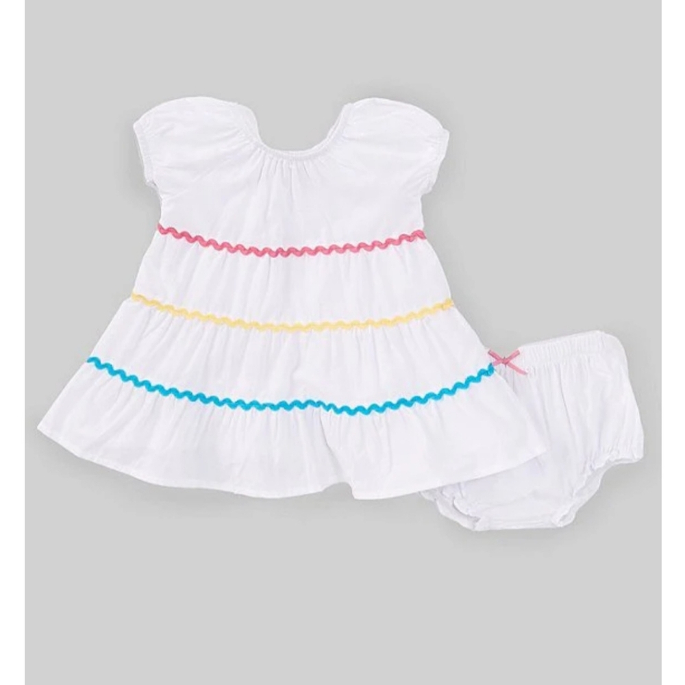 Adventurewear 360Baby Girls 3-24 Months Scoop Neck Short Sleeve Ricrac Tiered D